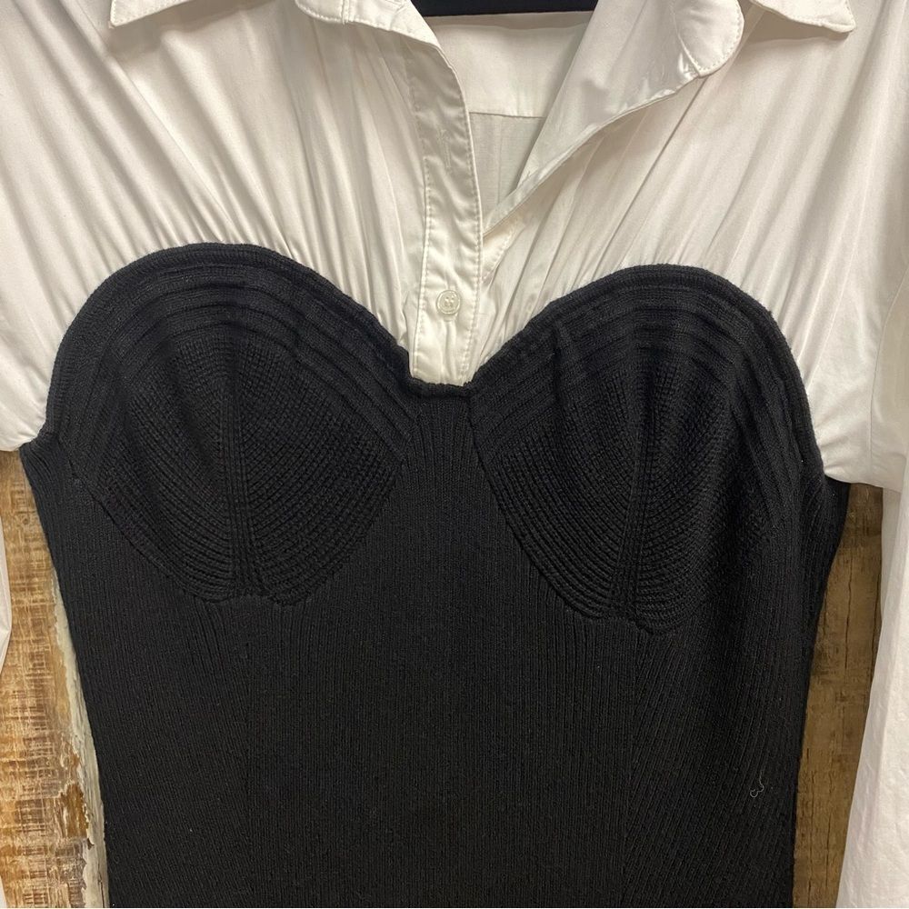 Astr The Label Allyn Dress Black & White
 Long Sleeve knit poplin Revolve XL - Picture 8 of 10